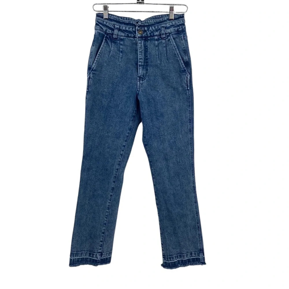 Faherty Jeans Women Size 25 Blue Indigo Dyed Straight Leg Denim Streetwear Ankle